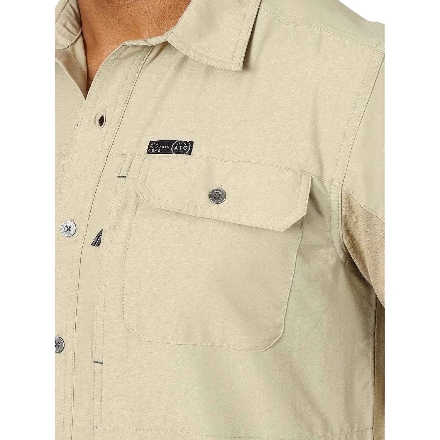 Atg By Wrangler Men'S Long Sleeve Mixed Material Shirt
