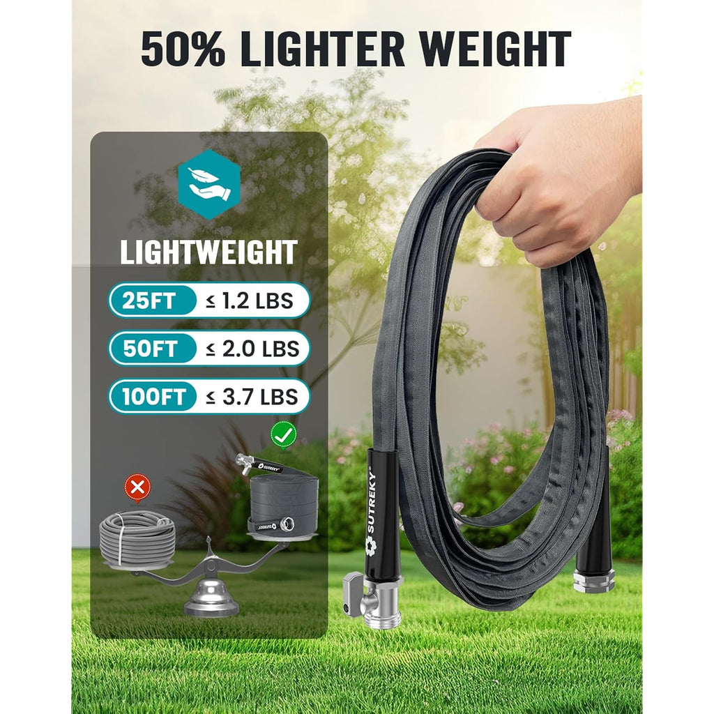 50Ft Garden Hose, Ultra Lightweight All-Weather Water Hose, Durable & Flexible, Built-In Valve, Leak-Free Connections, Tpu Water Hose, Drinking Water Safe