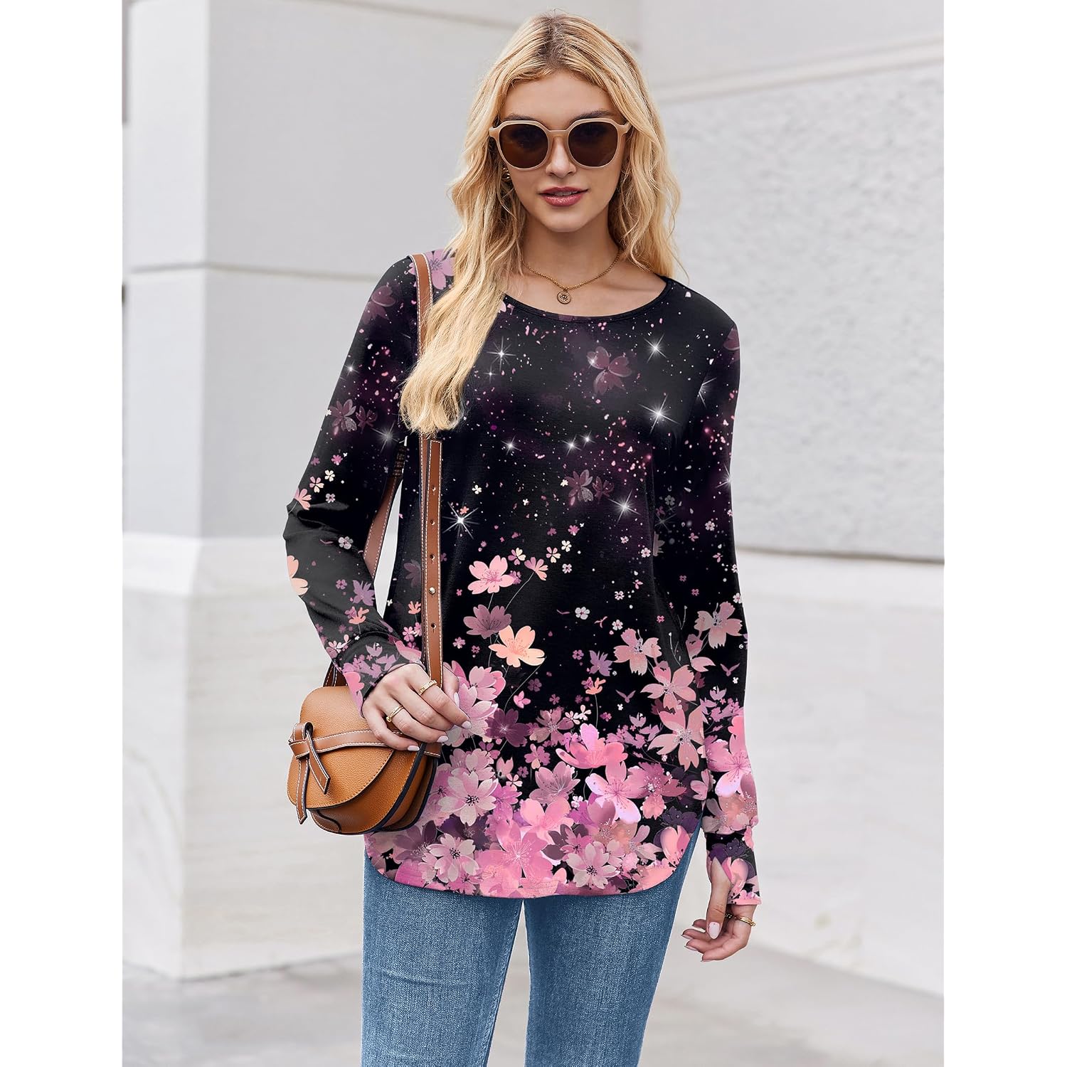 Zeagoo Womens Tunic Tops To Wear With Leggings Long Sleeve Crew Neck Thumb Hole Shirts Loose Tshirts Fall Clothes