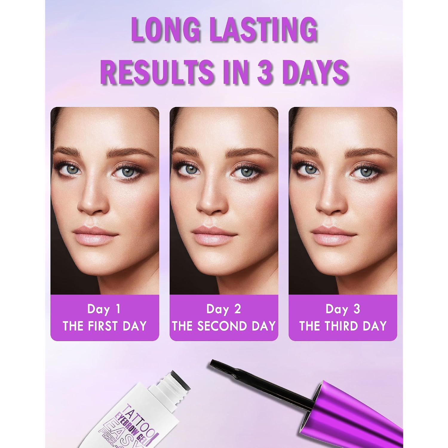 Eye Brow Gel Tinting Kit,Brown Tattoo Eyebrow Tint Stain Peel Off For Women | 2Pcs Easy Peel Off Tattoo Eyebrow Tint Kit, Long Lasting Waterproof Tinted Brow Gel,Thanksgiving Christmas Eyebrow Makeup Set