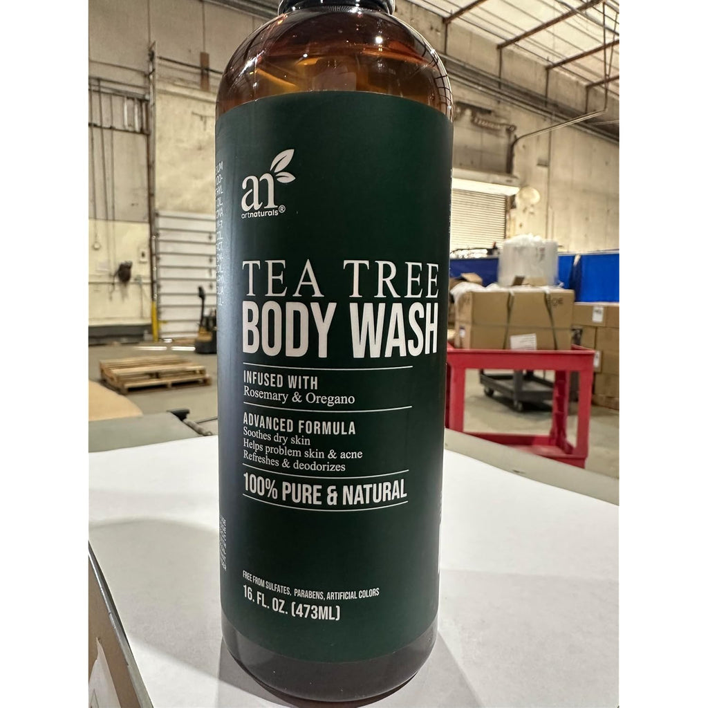 Artnaturals Tea Tree Body Wash 16 Fl Oz - Extra Strength Shower Gel With Rosemary & Oregano - For Acne, Athlete'S Foot, Jock Itch, Ringworm & Body Odor - Men & Women, Sulfate & Paraben Free