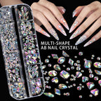 Teenitor 4 Boxes Nail Charms and Gems Set, Nail Rhinestones Nail Kit with Nail Art Brushes Nail Stand, Nail Gems Nail Design Tools with 15pcs Nail Stickers, Gold Nail Pearls for Women Nail Decorations