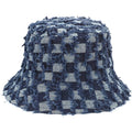 Women'S Vintage Denim Washed Cotton Bucket Hat Cowboy Checkerboard Fishermen Hat Outdoor Sun Cap