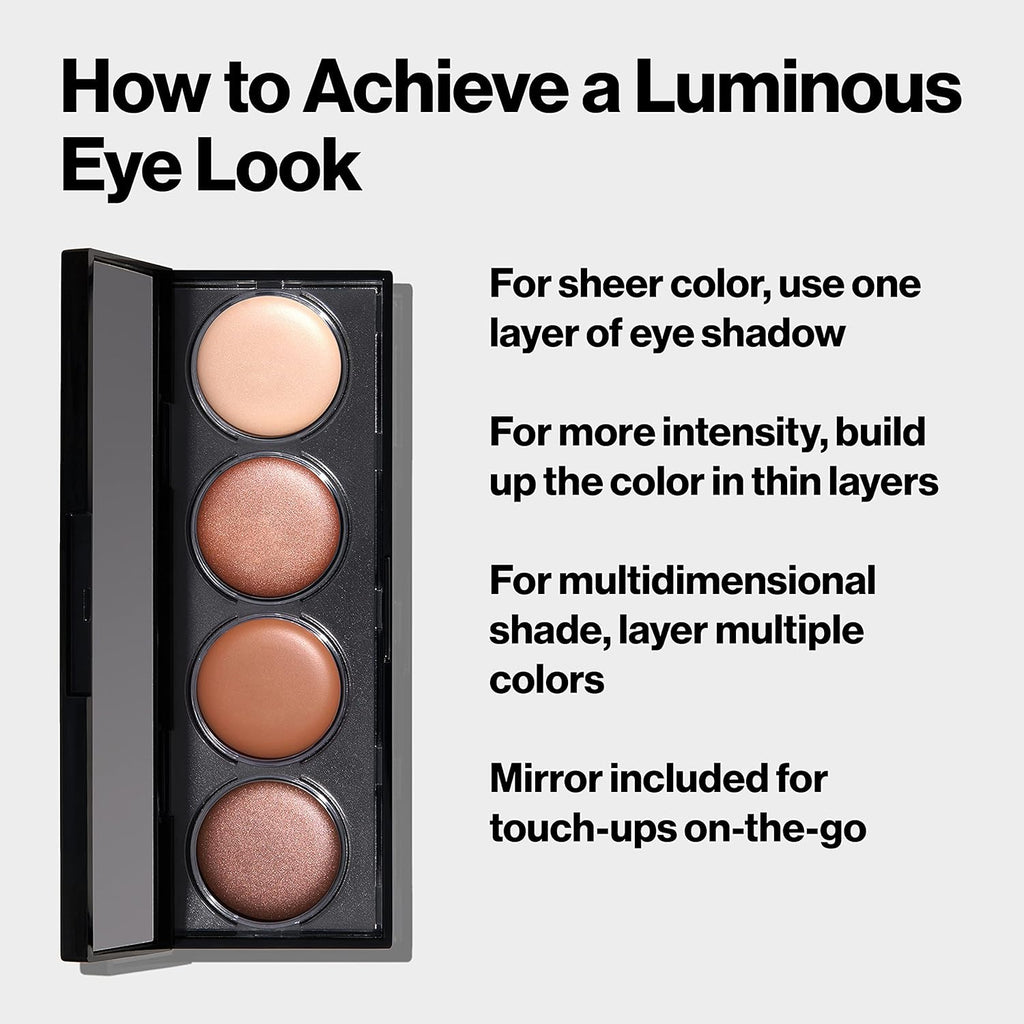 Revlon Crème Eyeshadow Palette, Illuminance Eye Makeup with Crease- Resistant Ingredients, Creamy Pigmented in Blendable Matte & Shimmer Finishes, 715 Precious Metals, 0.12 Oz