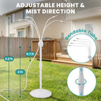 Standing Misting Cooling System, Fillable Base, White | Adjustable Height, 26.2Ft Water Line, Portable Mister For Outside Patio Cooling, Pool Tanning, Garden Greenhouse Watering