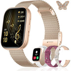 Iaret Smart Watch For Women, 4 Bands & Charm Gift Set, 1.75" Hd Fitness Tracker With Bluetooth Calls, Heart Rate Spo2 Sleep Monitor, 120+ Sports Modes, Compatible With Android Iphone (Rose Gold)