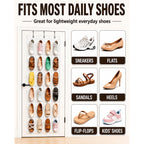 Over The Door Shoe Organizer With 24 Crystal Clear Pockets And Metal Hooks – Heavy Duty Hanging Shoe Storage Rack For Closet, Bathroom, Dorm – Space Saving For Shoes, Accessories, Toys (White)