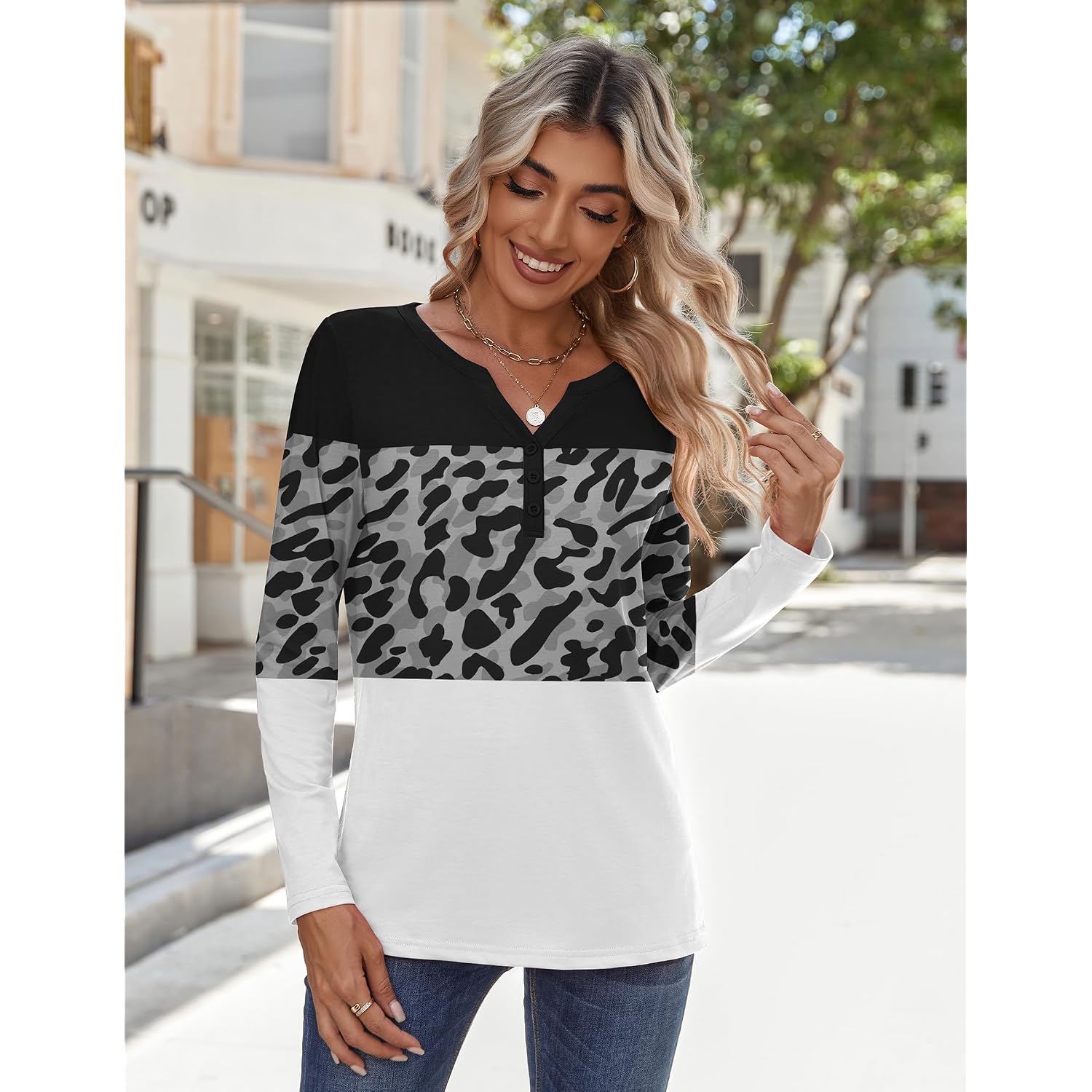 Zeagoo Long Sleeve Shirts For Women Casual V Neck Fall Tops Dressy Summer Work Blouses Clothes