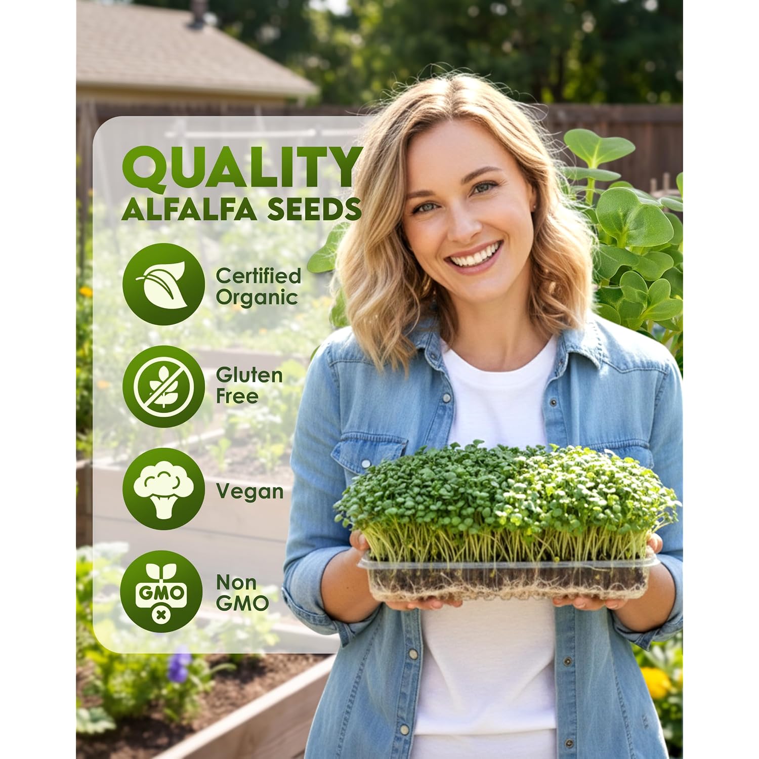 Nature Jim'S Sprouts - Organic Alfalfa Sprouting Seeds – Non-Gmo - 16 Oz | Premium Microgreen Seeds - Fast-Growing Plants - Ideal Sprouting Seeds For Fresh & Nutritious Indoor/Outdoor Home Gardening