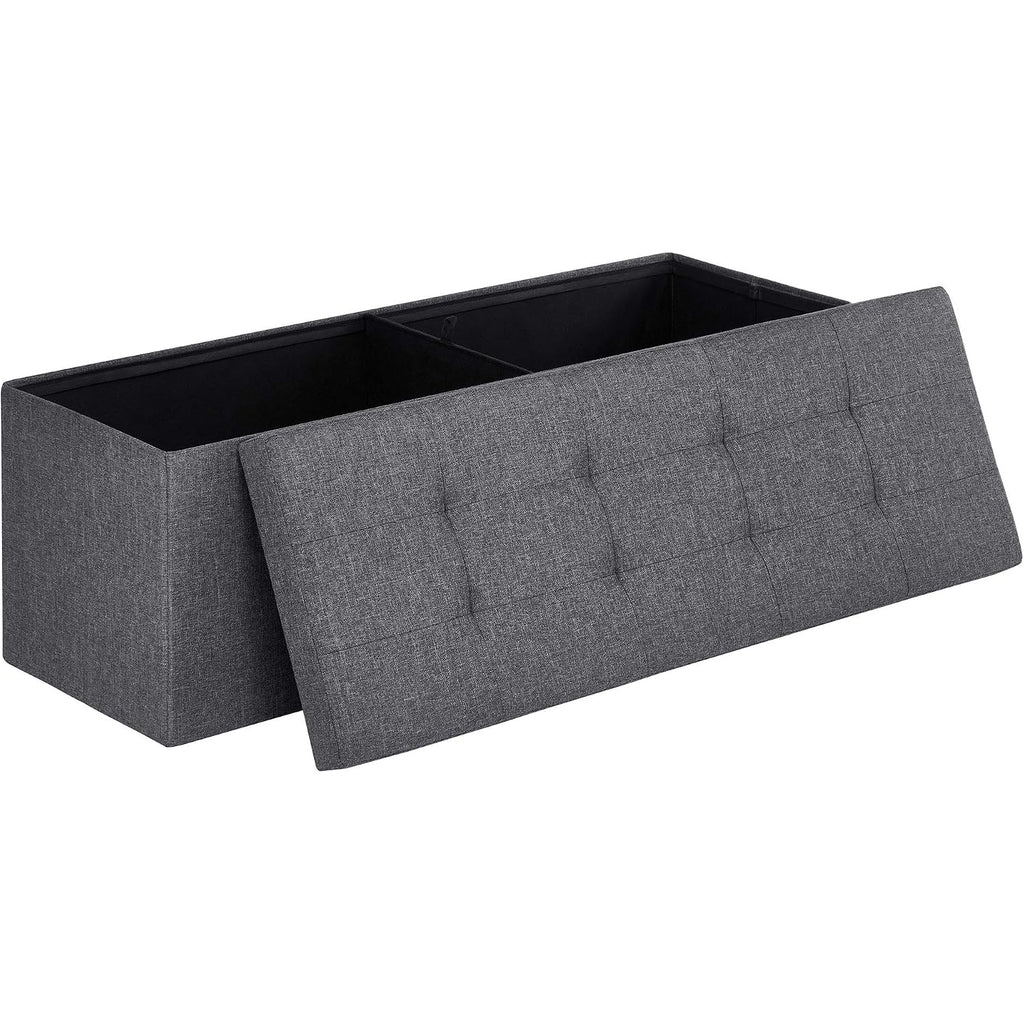 Songmics Mazie Collection - 43 Inches Folding Storage Ottoman Bench, Ottoman Foot Rest, End Of Bed Bench, Storage Chest, Load 660 Lb, For Living Room, Bedroom, Entryway, Dark Gray Ulsf77K