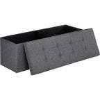Songmics Mazie Collection - 43 Inches Folding Storage Ottoman Bench, Ottoman Foot Rest, End Of Bed Bench, Storage Chest, Load 660 Lb, For Living Room, Bedroom, Entryway, Dark Gray Ulsf77K