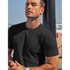 Coofandy Men'S T-Shirts Short Sleeve Knit Shirts Casual Crewneck Ribbed Dress Tee Shirt