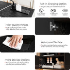 Fjtjbsi 70" Fireplace Tv Stand With 36" Electric Fireplace Entertainment Center With Charging Station And Led Light Console Table For Television Up To 80 Inch With Storage For Living Room