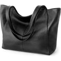 Befen Soft Genuine Leather Tote Bag For Women, Slouchy Casual Zipper Work Tote Shoulder Bags Travel Purse With Cup Holder