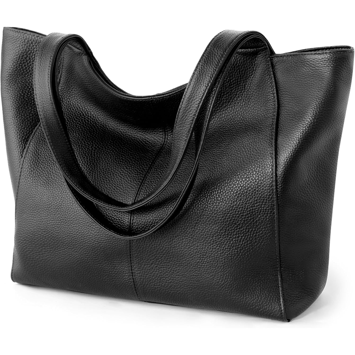 Befen Soft Genuine Leather Tote Bag For Women, Slouchy Casual Zipper Work Tote Shoulder Bags Travel Purse With Cup Holder