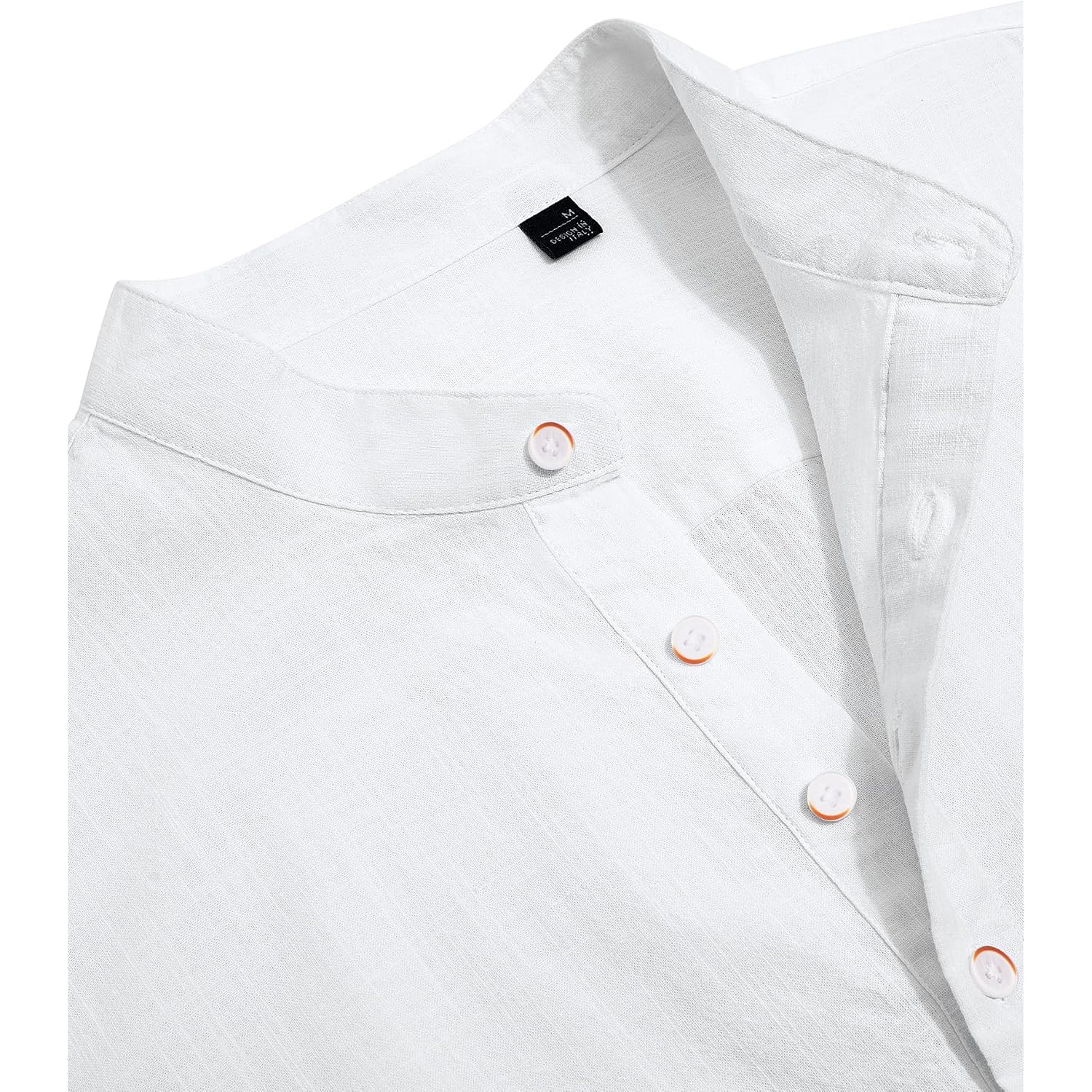 J.Ver Men'S Cotton Linen Long Sleeve Shirts Casual Button Down Banded Collar Shirt Beach Summer Tops With Pocket