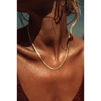 DEARMAY 14K Gold Plated Necklaces for Women, Dainty Gold Herringbone Choker Necklace Thin Layered Snake Chain Jewelry for Gifts