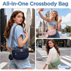 Crossbody Bag For Women, Lightweight Puffer Bum Bag With Rfid Blocking Pocket & Removable Coin Pouch, Hands-Free Travel Shoulder Bag For Everyday Vintage Blue