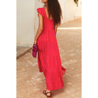 Prettygarden Women'S Summer Flowy Maxi Dress Casual Cap Sleeve V Neck Smocked Beach Sundress