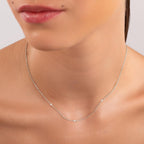 Minimalist Diamond Necklace for Women - Handmade 14k Solid Gold Necklace with Bright 0.025ct Diamonds, Dainty Shimmer Chain, Available in Various Lengths, Suitable for Women