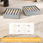 Joyoldelf Sock Drawer Organizer Divider 2 Packs Underwear Organizer, 24 Cell Closet Organizers And Storage Organizer Sock Holders Organizers For Storing Socks, Handkerchiefs, Ties, Belts (Grey)