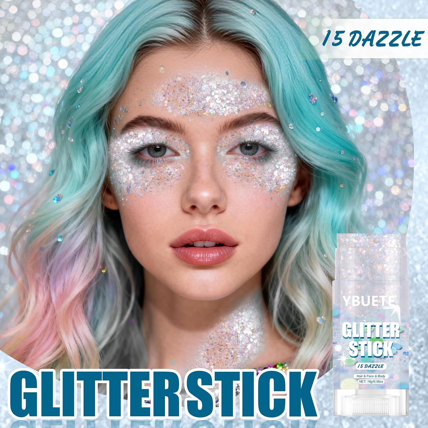 Ybuete Dazzle Face And Body Glitter Stick For Sparkling Makeup, Hair Glitter Accessories For Women, Highlighting Stick For Fairy Dust Makeup, Cheerful Face Glitter For Festive Parties And Carnivals