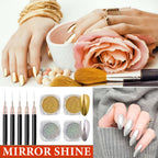 4PCS Gold Silver Chrome Nail Powder,Holographic Highly Pigmented Chrome Powder,Nail Powder Magic Art Mirror Titanium Alloy Chrome Powder Art Decoration Set