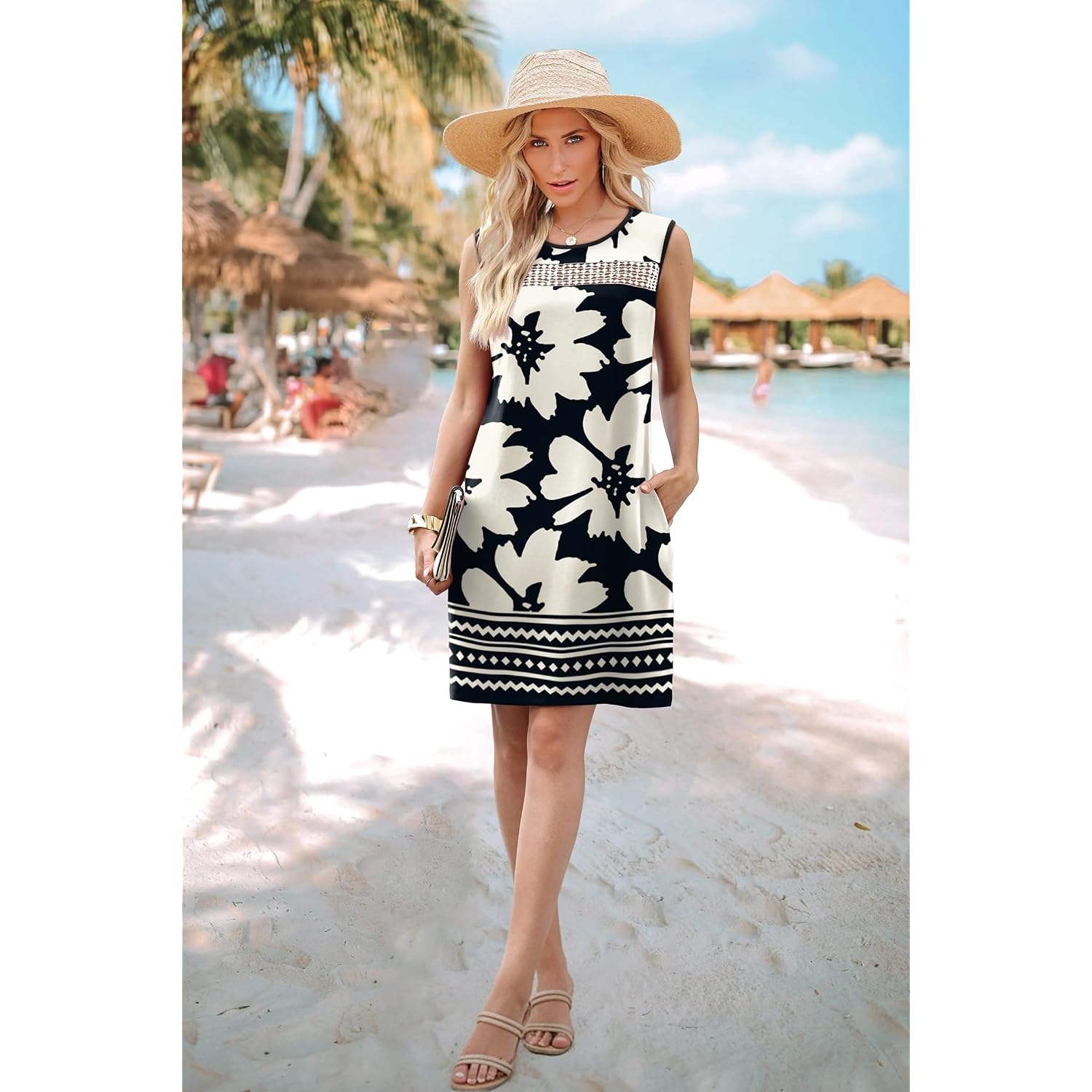 Wiholl Summer Dresses For Women 2026 Beach Vacation Spring Fashion Clothing Lace Mini Tank Dress With Pockets