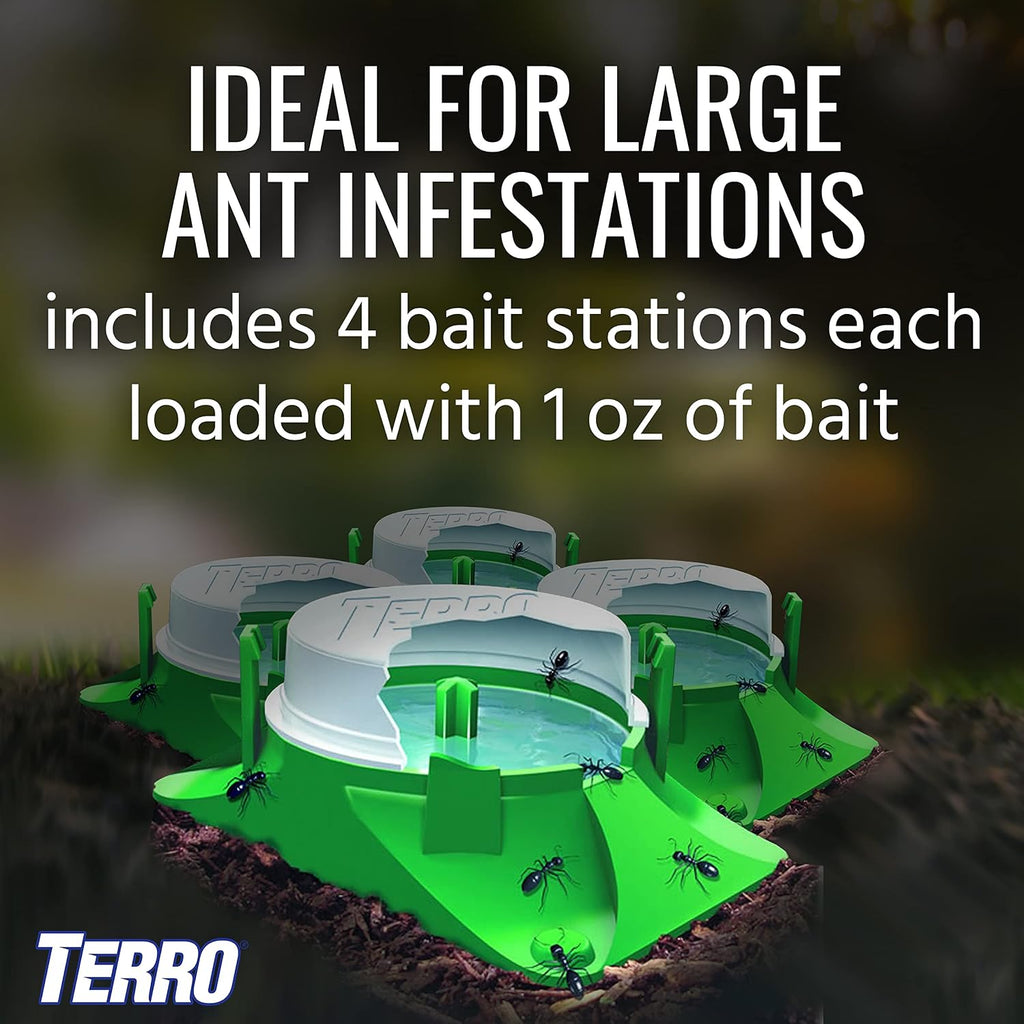 Terro T1804-6 Outdoor Ready-To-Use Liquid Ant Bait Killer And Trap - Kills Common Household Ants - 4 Bait Stations | Ready-To-Use Ant Killer Traps, Kills Common Household Ants Including Acrobat, Crazy, Ghost And Little Black Ants