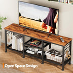 Furologee Tv Stand For Tvs Up To 55 Inch, Entertainment Center With Open Storage Shelves, Media Console Table With Soundbar Shelf For Living Room, Bedroom, Rustic Brown