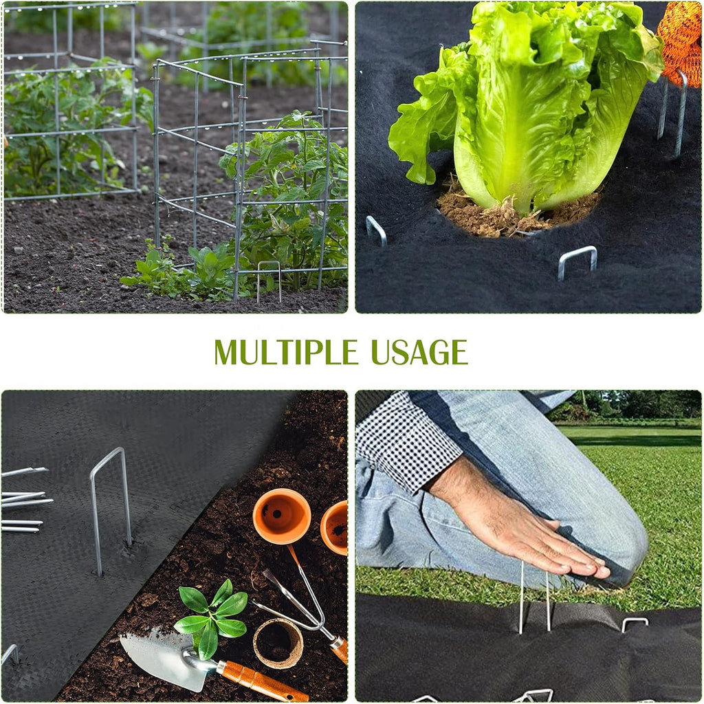 Whonline 75 Pack Landscape Staples 4 Inch, Galvanized Garden Stakes U-Shaped Sod Landscaping Fabric Pins Yard Ground Staples For Gardening Lawn Turf Securing Irrigation Pipe Hose Plant Cover