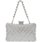 Women Sparkly Rhinestone Clutch With Chains, Glitter Evening Handbag Purse Shoulder Bag For Wedding Party Prom