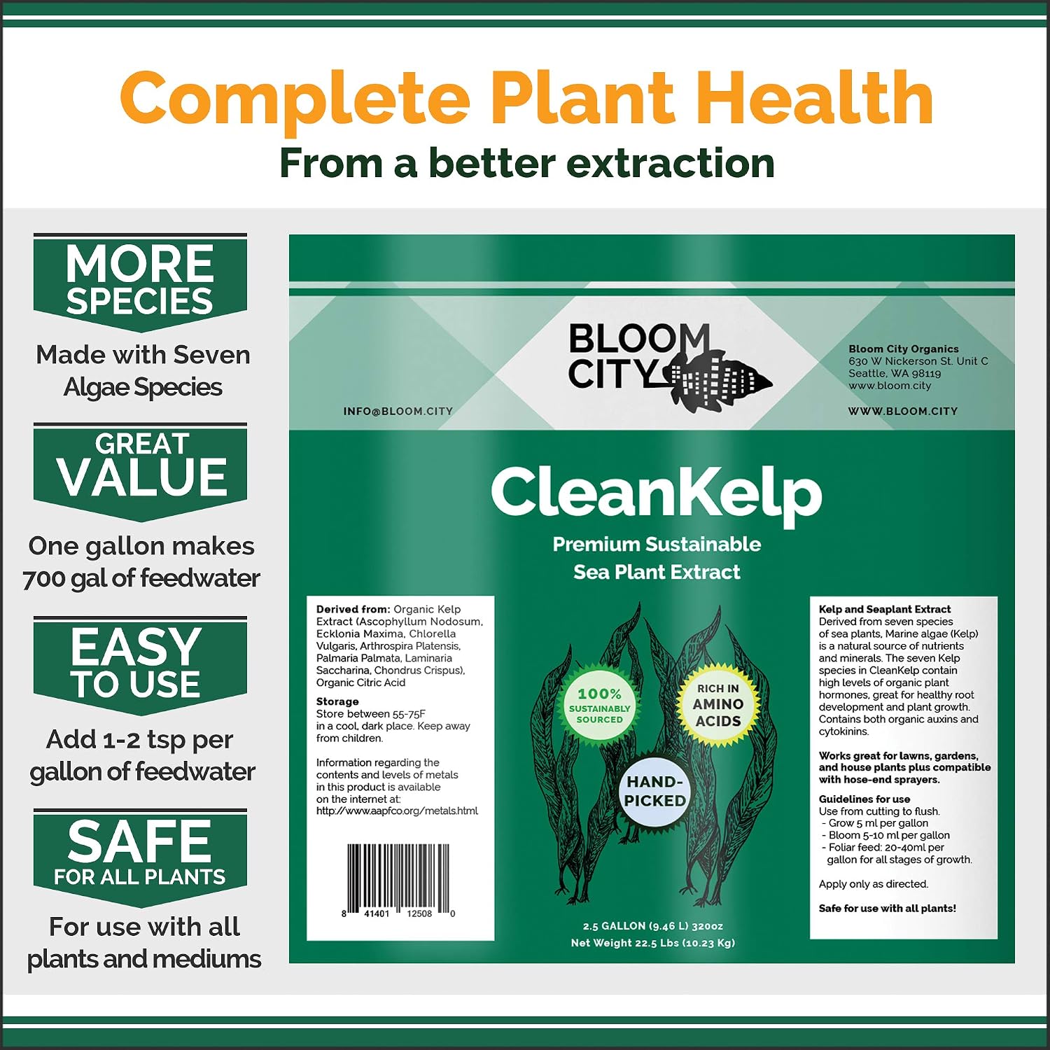 Bloom City Seaweed And Kelp Fertilizer – Liquid Seaweed Supplement For Stronger Roots, Faster Growth & Improved Stress Tolerance, 32 Oz