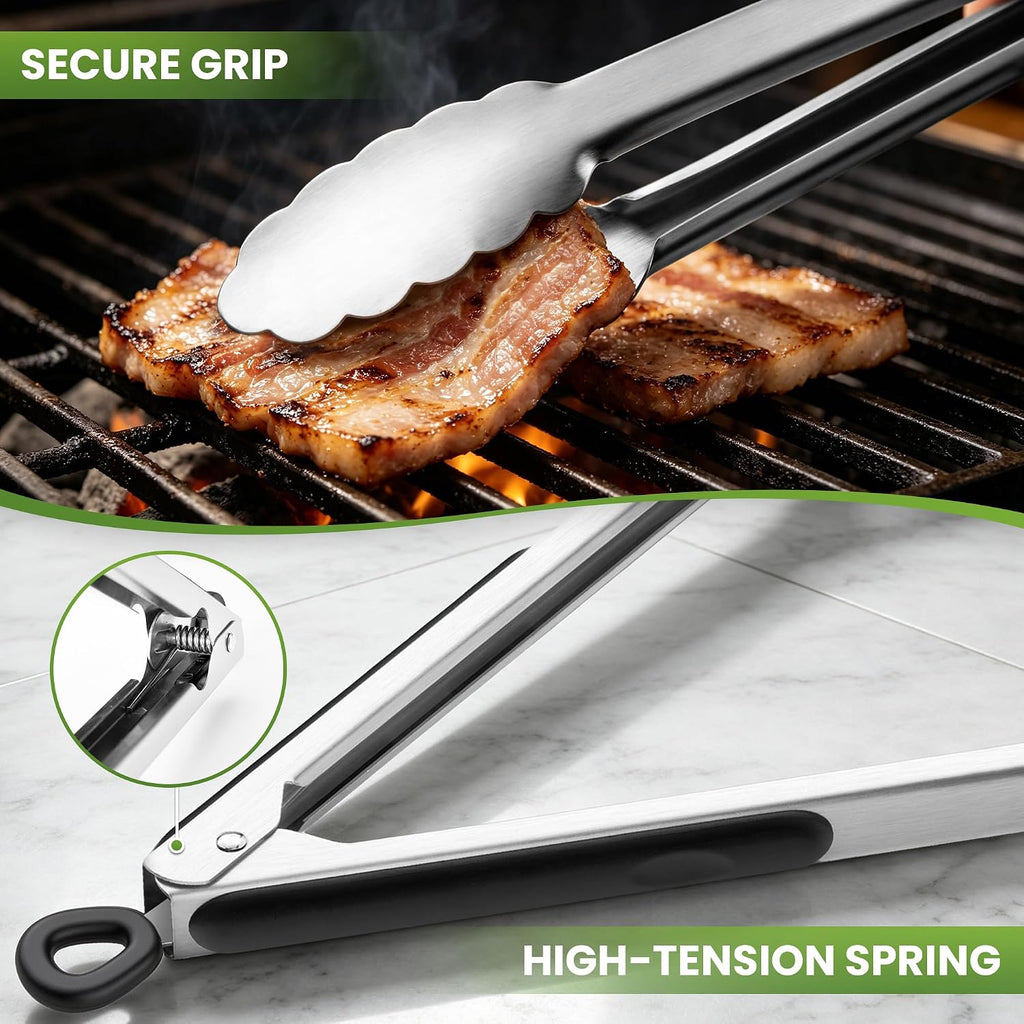 Grill Tongs, 17 Inch Extra Long Stainless Steel Bbq Tongs (17", 1Pc) | For Cooking/Serving/Grilling | Heat-Resistant | Dishwasher Safe