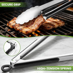 Grill Tongs, 17 Inch Extra Long Stainless Steel Bbq Tongs (17", 1Pc) | For Cooking/Serving/Grilling | Heat-Resistant | Dishwasher Safe
