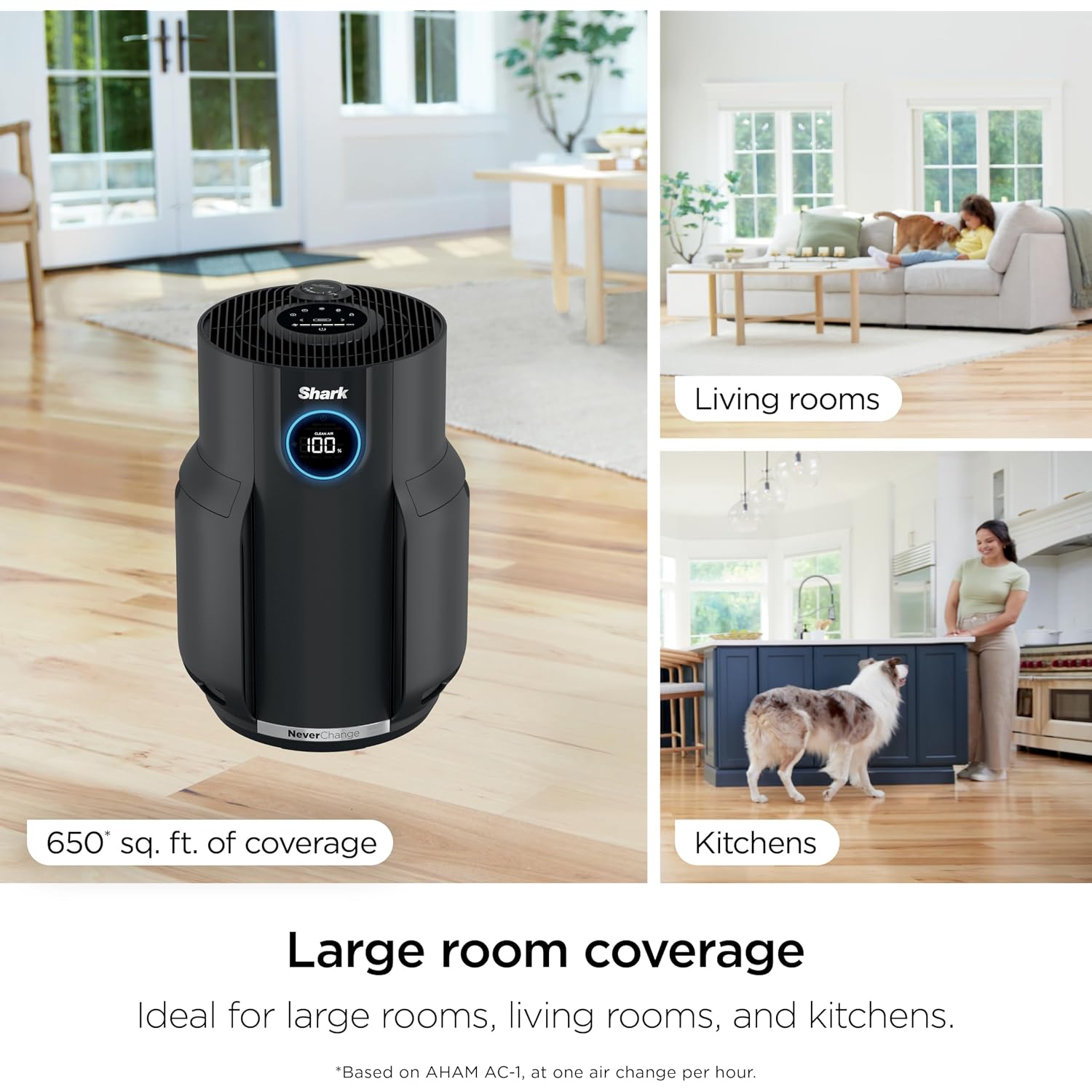 Shark Air Purifier For Home, Neverchange, For Large Room, Hepa-Exceeding Filter, Captures Pollutants, Pet Dander, Dust, Odor, Smoke, And More, Odor Neutralizer, Hp152, Charcoal