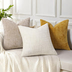 Decoruhome Fall Cream White Chenille Throw Pillow Covers 18X18 Set Of 2 Textured Soft Cozy Slubby Couch Pillow Covers Modern Farmhouse Boho Decorative Pillow Cases For Bed Sofa Living Room