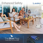 Lasko Oscillating Pedestal Fan - Cooling Standing Fan For Bedroom, Living Room, And Home Office - Adjustable Height - 3 Quiet Speeds - 2520 - 16" Blade Diameter - White