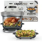 Ninja Crispi Pro 6-In-1 Glass Air Fryer | With Nontoxic, 6Qt & 2.5Qt Containers & Lids | Microwave, Freezer, Dishwasher Safe | 450°F Max Temp | 1800 Watt | Bone | As101Lg