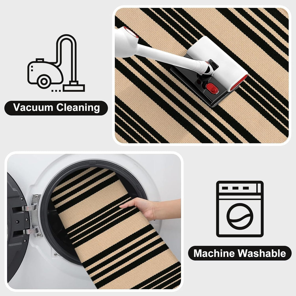 OJIA Front Door Mat 24"x51", Machine Washable Porch Rug Outdoor Door Mat Striped Entryway Rugs Indoor Outdoor Rugs Cotton Woven Entry Rug for Kitchen/Bathroom/Farmhouse/Home Entrance