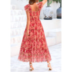 Prettygarden Women'S Summer Tulle Midi Dress Sleeveless Smocked Ruffle Flowy Mesh Dresses Party Wedding Guest Sundress