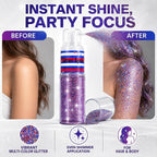 Patriotic Red White And Blue Hair And Body Glitter Spray, Hair Glitter Highlighter Powder For Clothes, Festival Party Makeup Fourth Of July Accessories For Women, 4Th Of July Independence Day