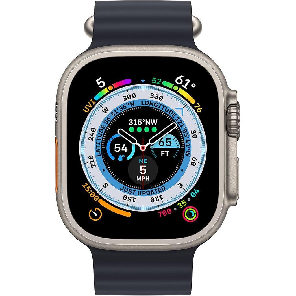 Apple Watch Ultra [Gps + Cellular 49Mm] Titanium Case With Midnight Ocean Band, One Size (Renewed Premium)