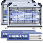 Liba Electric Bug Zapper 2-Pack Indoor Insect Killer 2800V With 4 Bulbs | 2800V Grid Kills Flies And Mosquitoes,Mosquito Killer And Repellent, Includes 4 Bulbs, Removable Washable Tray, Easy-To-Clean