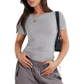 Anrabess Women'S Soft Short Sleeve T-Shirt, Crew Neck Top Slim Fit Basic Tee For Summer Casual Y2K Everyday Wear