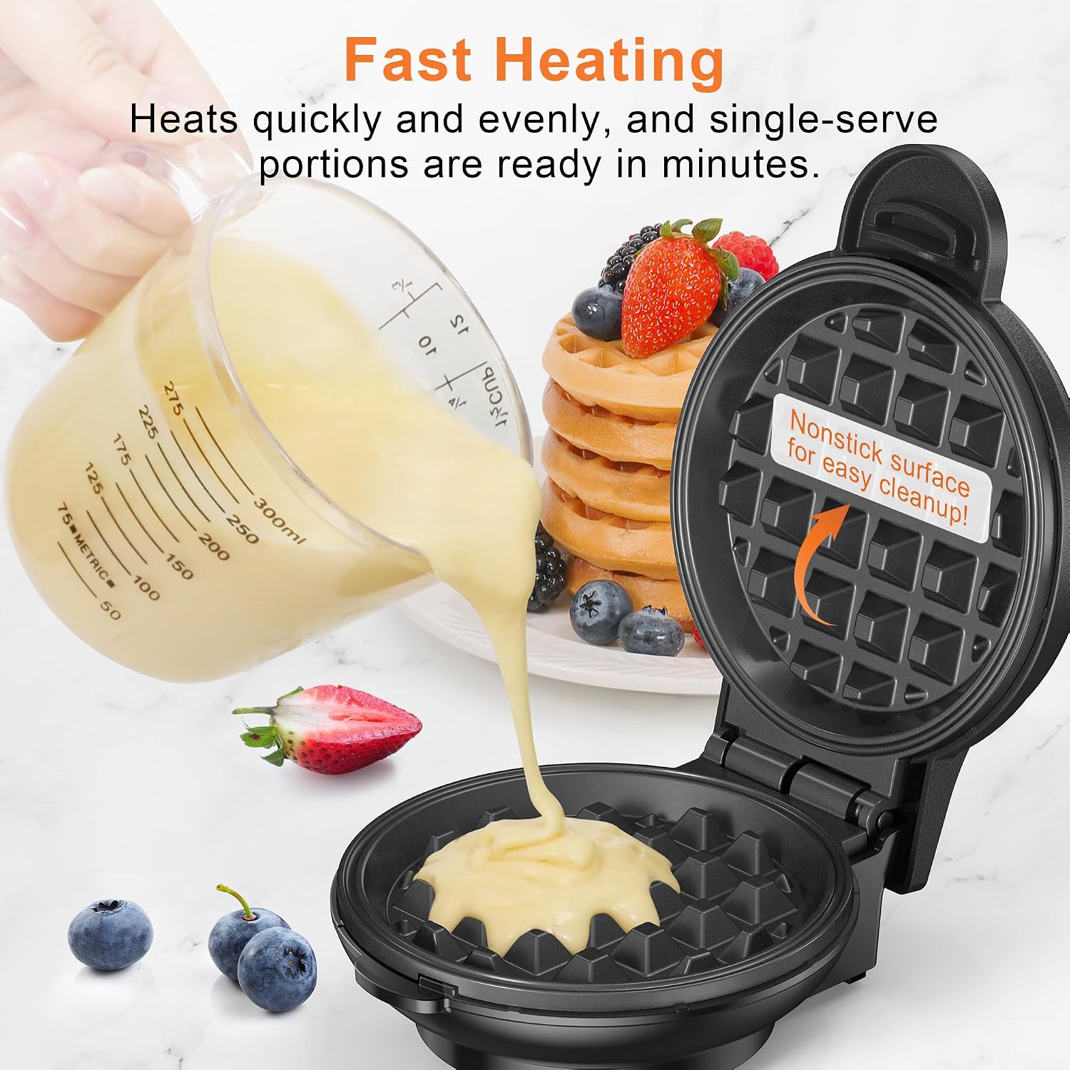 Crownful Mini Waffle Maker, 4" Chaffle Maker With Compact Design, Easy To Clean, Non-Stick Surface, Recipe Guide Included, Perfect For Breakfast, Dessert, Sandwich, Or Other Snacks