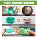 Silicone Stretch Lids for Food Storage in Fridge, Reusable Elastic Bowl Covers for Cup, Cans, Jars, Round & Rectangle Container, Food Grade Silicone Microwave Food Cover, Heat-Resistant, 6PCS