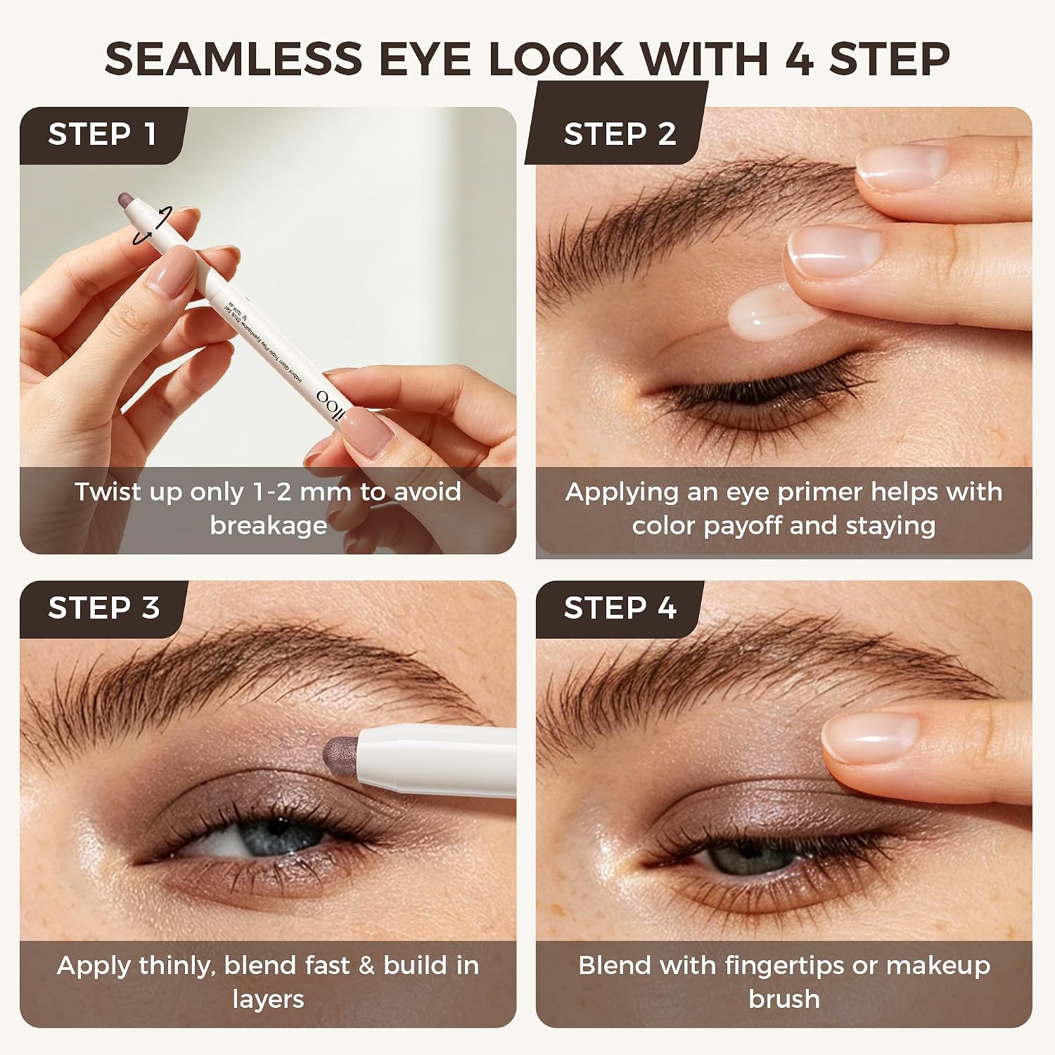 Cream Eyeshadow Stick Set, 3 Neutral Matte & Shimmer Waterproof | 3 Neutral Shades With Matte Beige & Shimmer Finishes, Buildable Color For Full Natural Everyday Eye Looks, Easy To Blend