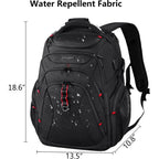Kroser Travel Laptop Backpack 17.3 Inch Xl Computer Backpack With Hard Shell Saferoom Rfid Pockets Water-Repellent Business College Daypack Stylish Bag For Men/Women-Black