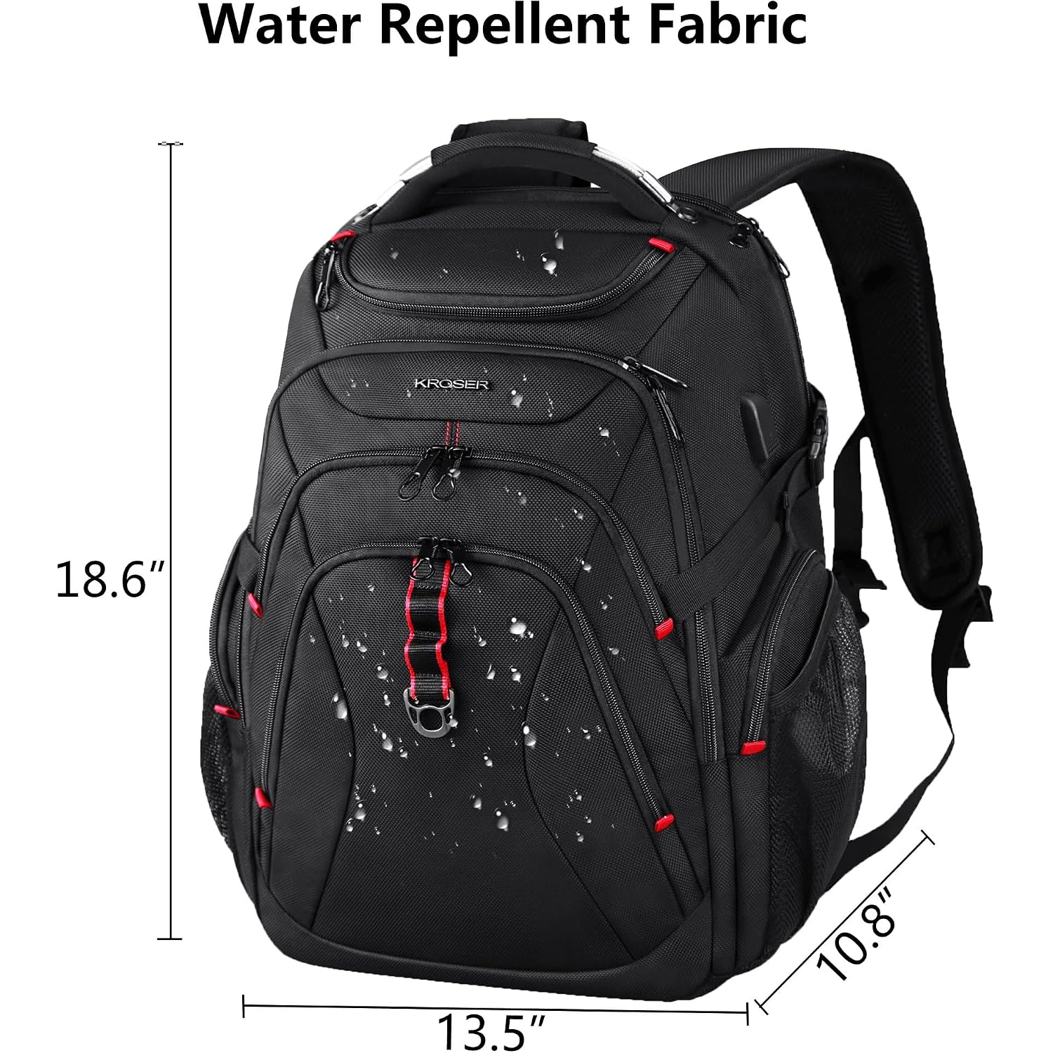 Kroser Travel Laptop Backpack 17.3 Inch Xl Computer Backpack With Hard Shell Saferoom Rfid Pockets Water-Repellent Business College Daypack Stylish Bag For Men/Women-Black
